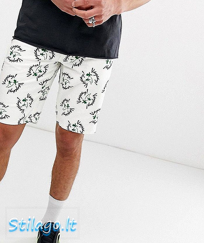 ASOS DESIGN slim denim shorts in print férias-Branco