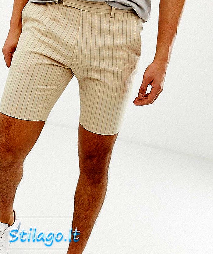 Pantaloni scurți smart din piele ASOS DESIGN în dungi de piatră