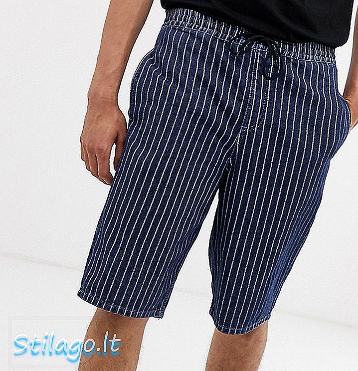 ASOS DESIGN Visoke sproščene fit jeans hlače v indigo pinstripe-modri barvi