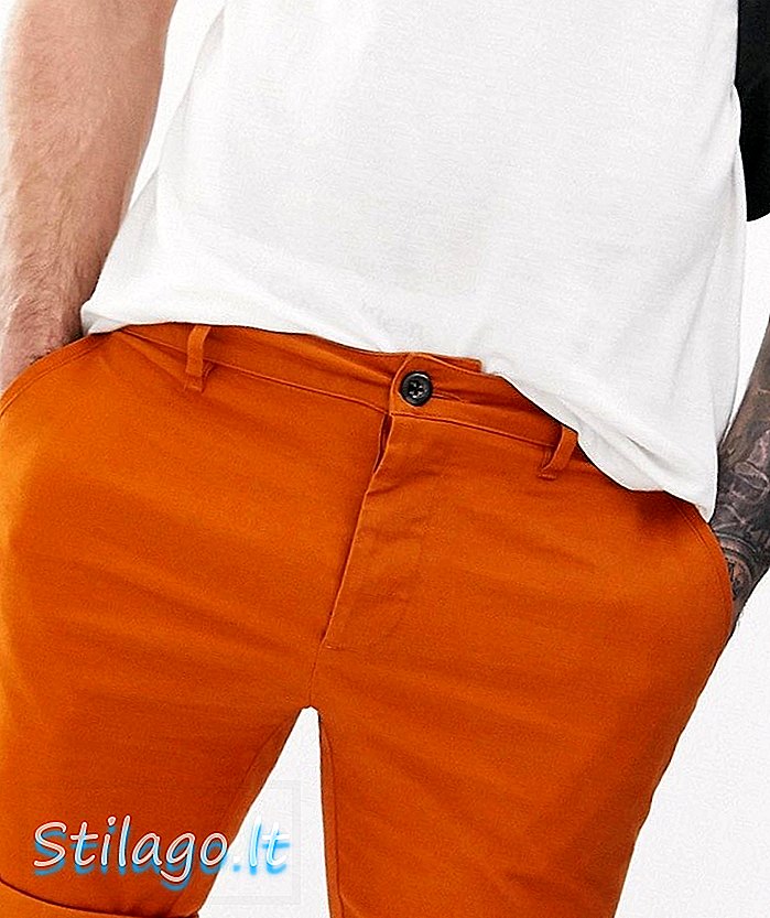 ASOS DESIGN skinny chino shorts i oransje