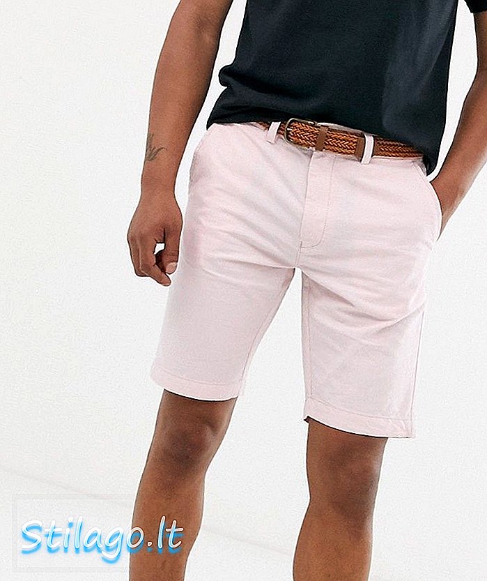 Burton Shorts oxford para hombre con cinturón en rosa