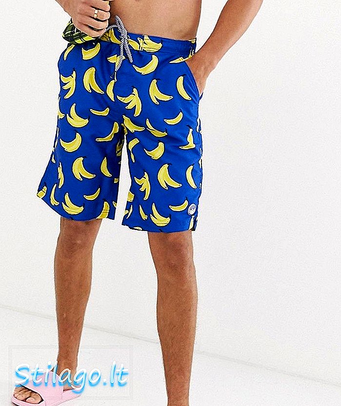 Burton Menswear badeshorts med banantrykk i blått