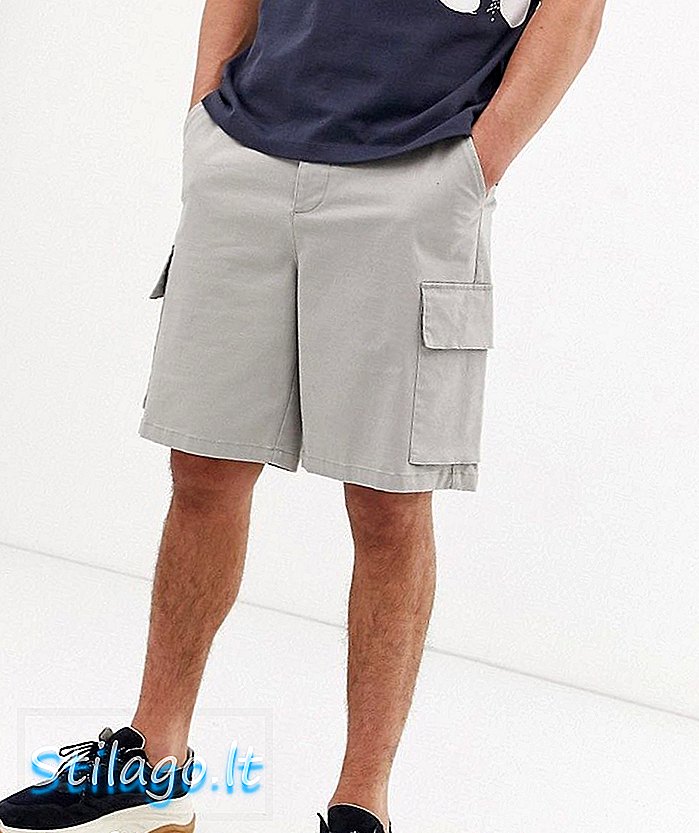 Pantaloni scurți de marfă ASOS WHITE, cu o cremă de bumbac cu greutate grea