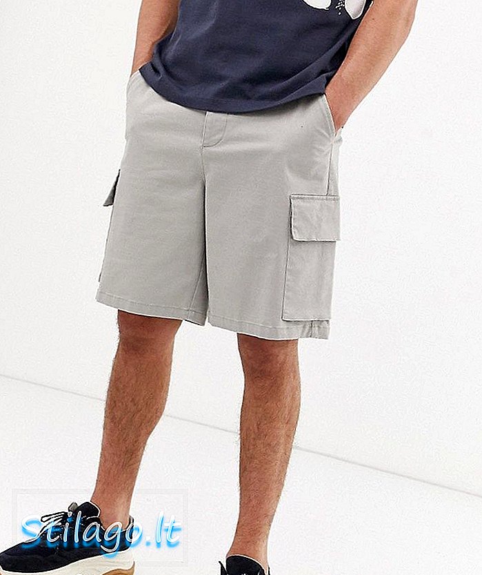 ASOS WHITE Cargo-Shorts in Kitt-Schwergewichts-Twill-Beige