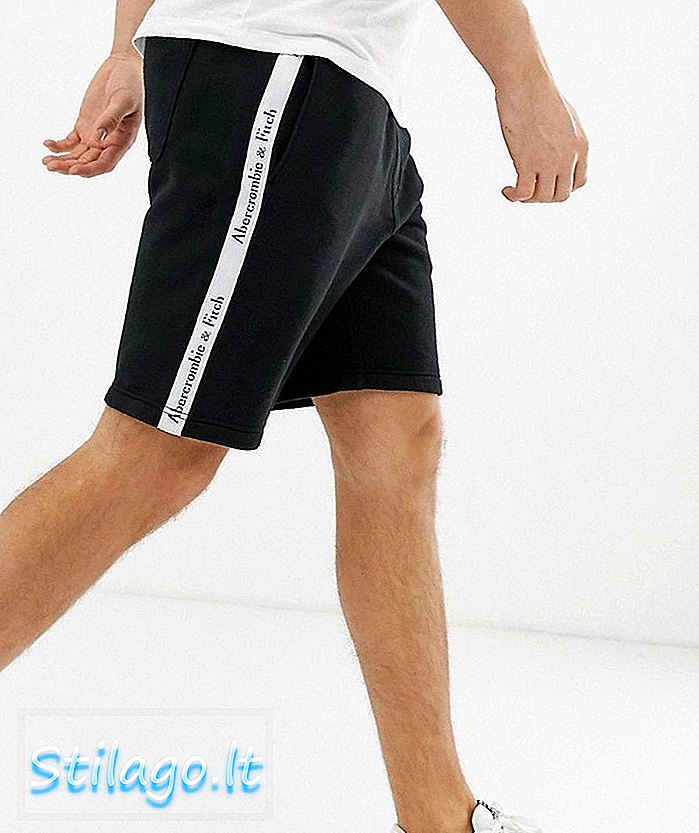 Abercrombie & Fitch tape side logo svette shorts i svart