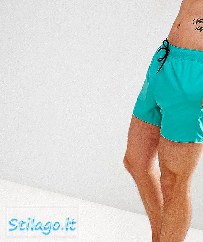 Pantaloni scurți de înot ASOS DESIGN în turcoaz cu cordeluri bleumarin cu lungime scurtă-Verde