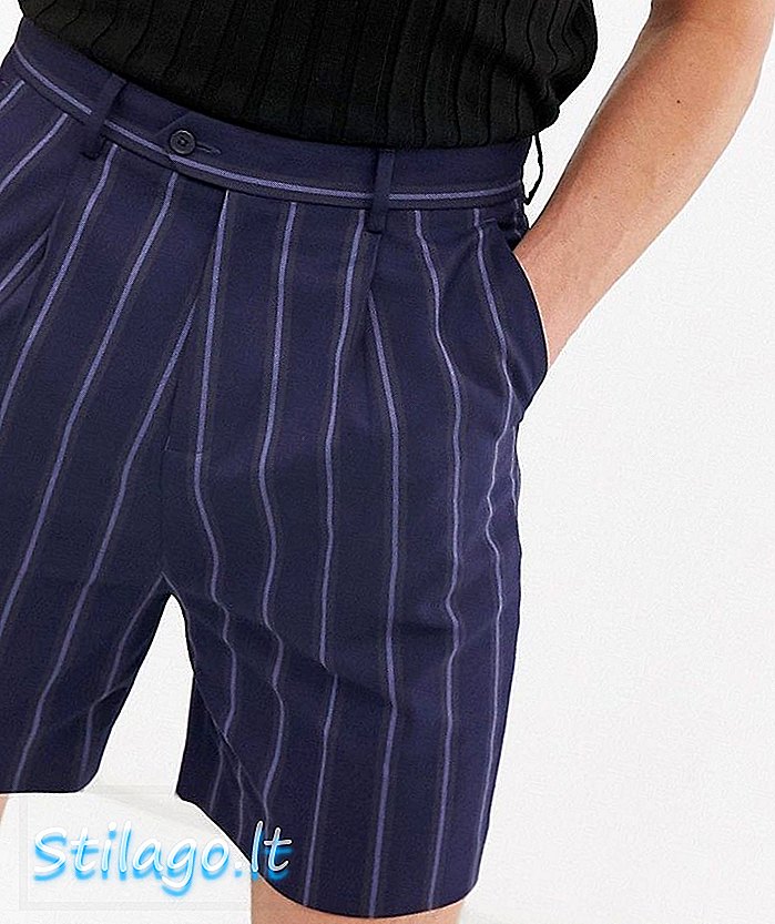 ASOS DESIGN drop crotch koniske shorts i marineblå med stribe