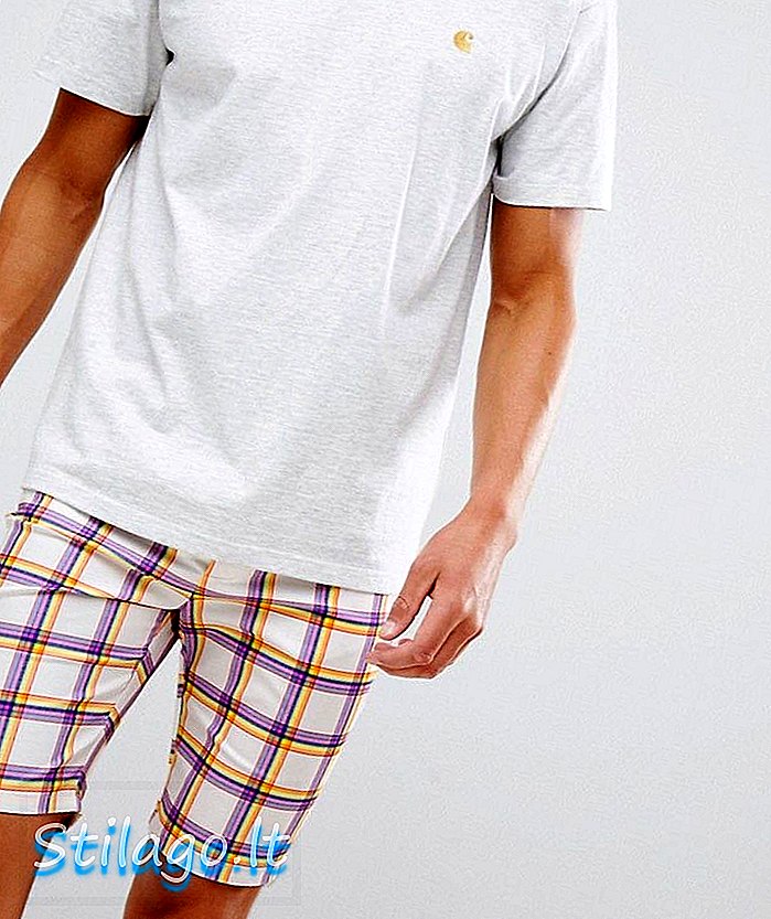ASOS DESIGN - Pantaloncini skinny con stampa a quadri arcobaleno - Bianco