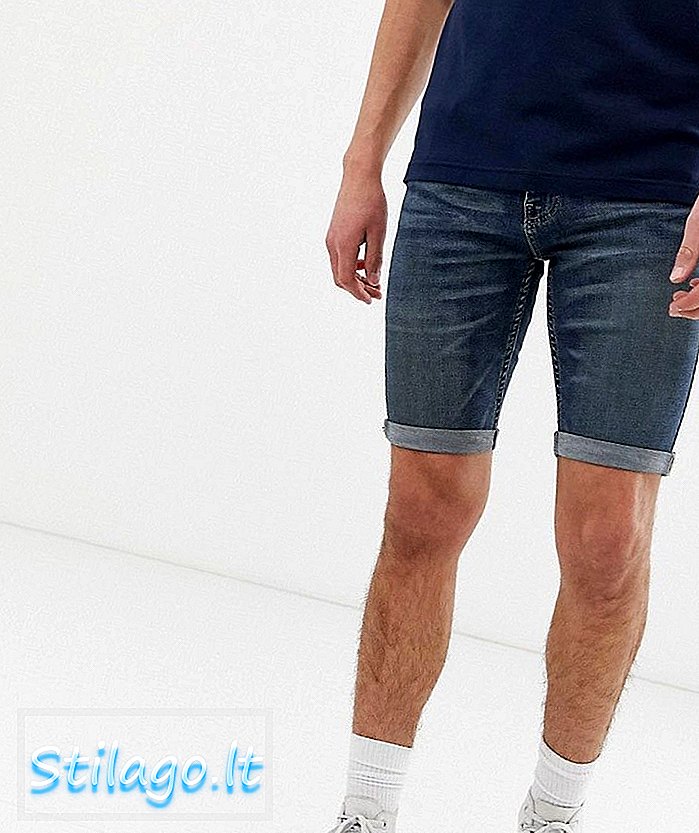 Супероблегающие джинсовые шорты Hollister с эффектом скинни, цвет синий.