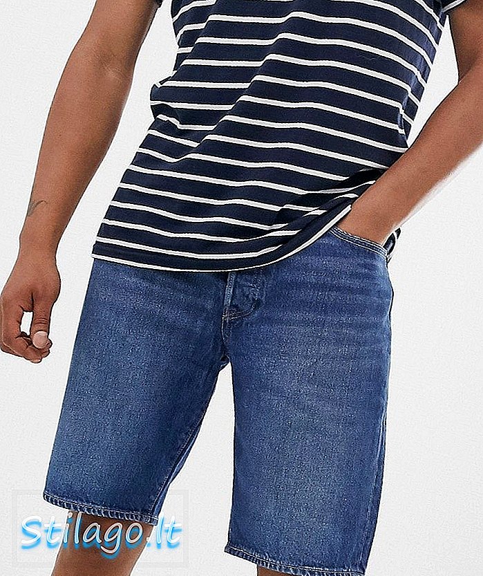 Levi's 501 lurus fit standard rise celana pendek denim di nashville mid wash-Blue