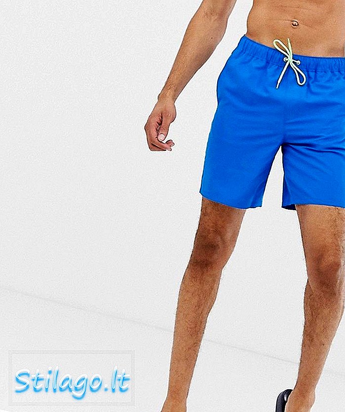 Високі плавальні шорти ASOS DESIGN синього кольору середньої довжини