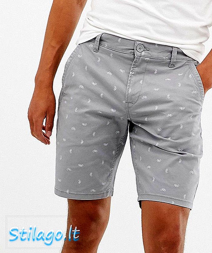 Only & Sons bedruckte Chino-Shorts in Grau