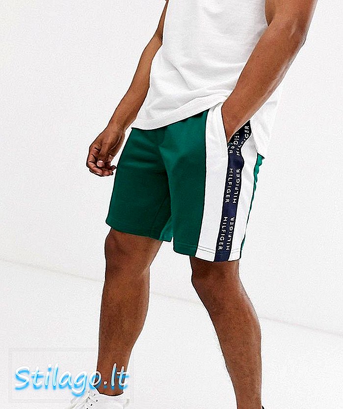 Томмі Хілфігер контрастні білі шорти з потом-зелені