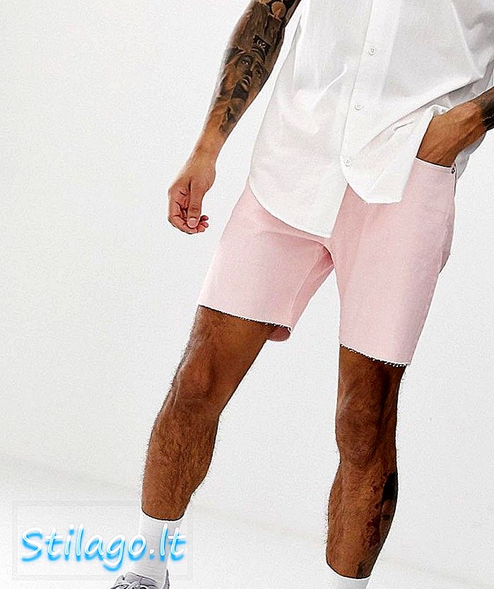 D-Struct raw hem denim shorts-Pink