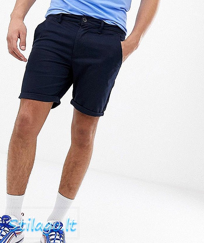 River Island chino shorts i marineblå-Tan
