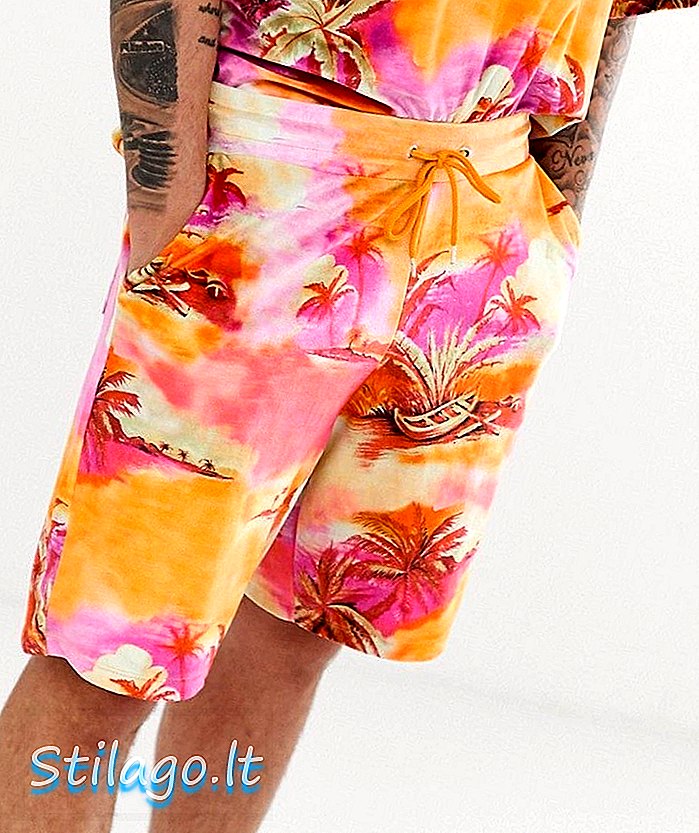 ASOS DESIGN co-ord jersey shorts velour floral print-Multi