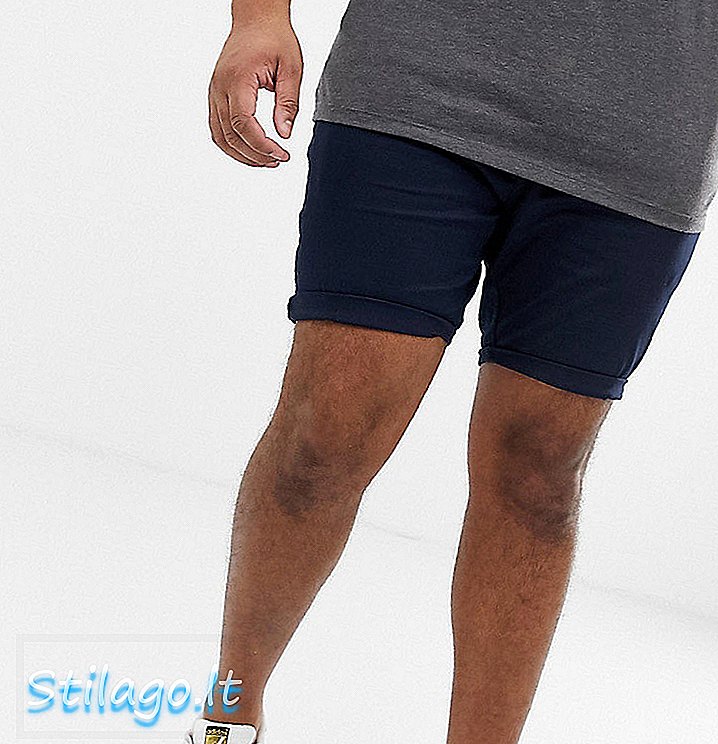Shorts chinos ajustados en azul marino de ASOS PLUS