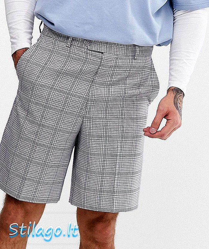 Pantalones cortos anchos en gris con cuadros de ASOS DESIGN