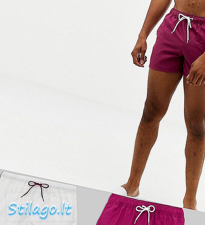 Pantaloni scurți de înot ASOS DESIGN 2 ambalaj în pachet multiplu de culoare violet și alb cu economie multipla