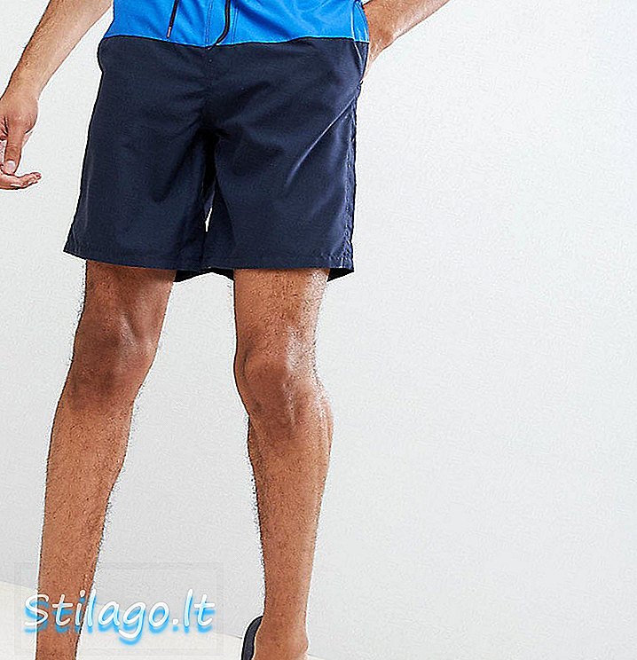 ASOS DESIGN Short de natação alto com corte azul e costura no comprimento médio