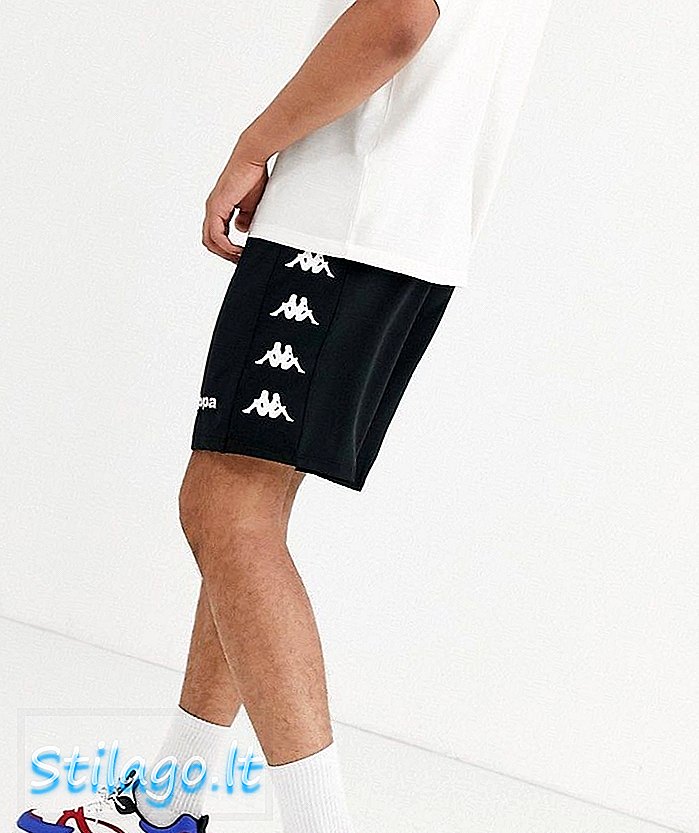 Shorts con cordón lateral con logo Kappa-Negro