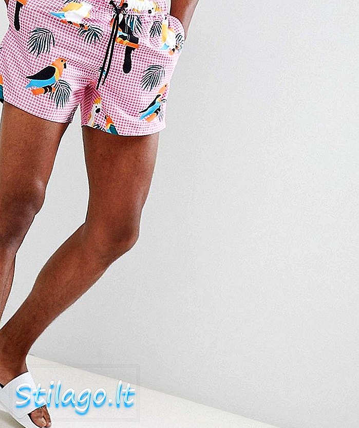 Shorts de baño con estampado de tucán en corto de ASOS DESIGN - Naranja