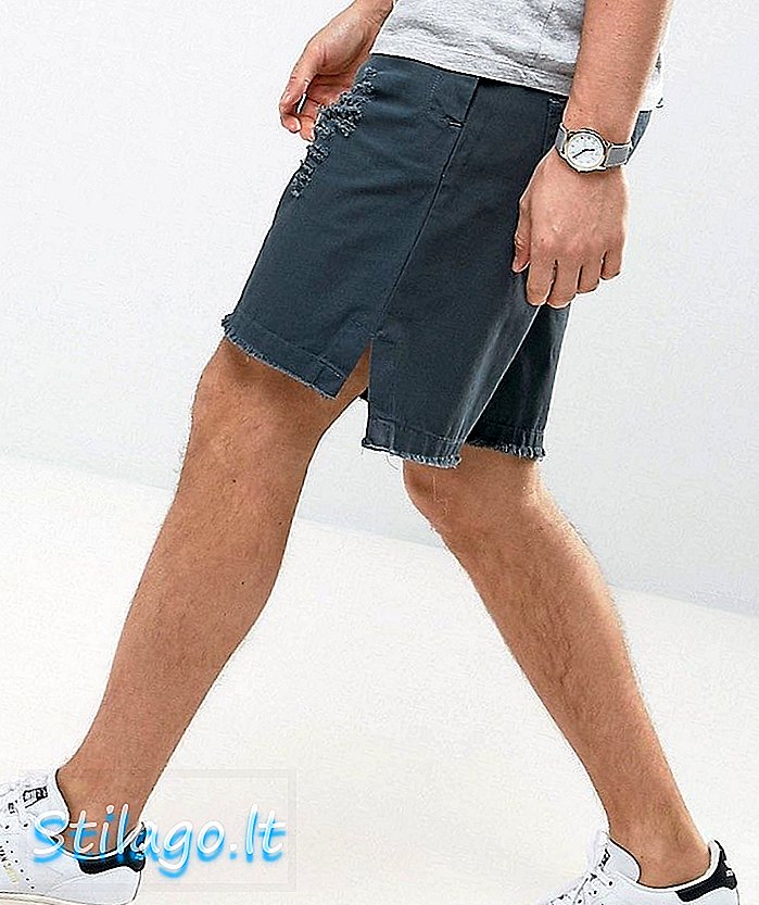 ASOS överdimensionerade shorts med rip- och reparationsdetaljer och rå kantgrå