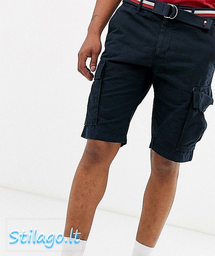 Товарни къси панталони Tommy Hilfiger с реверсивен колан с лента във флота