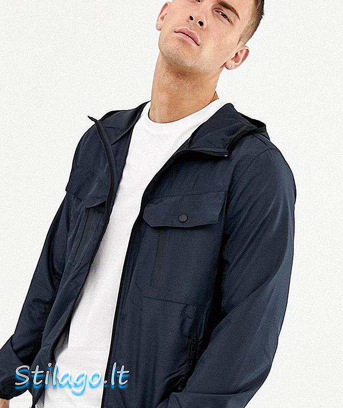 Brave Soul Zip Through Windbreaker Jacket-Navy