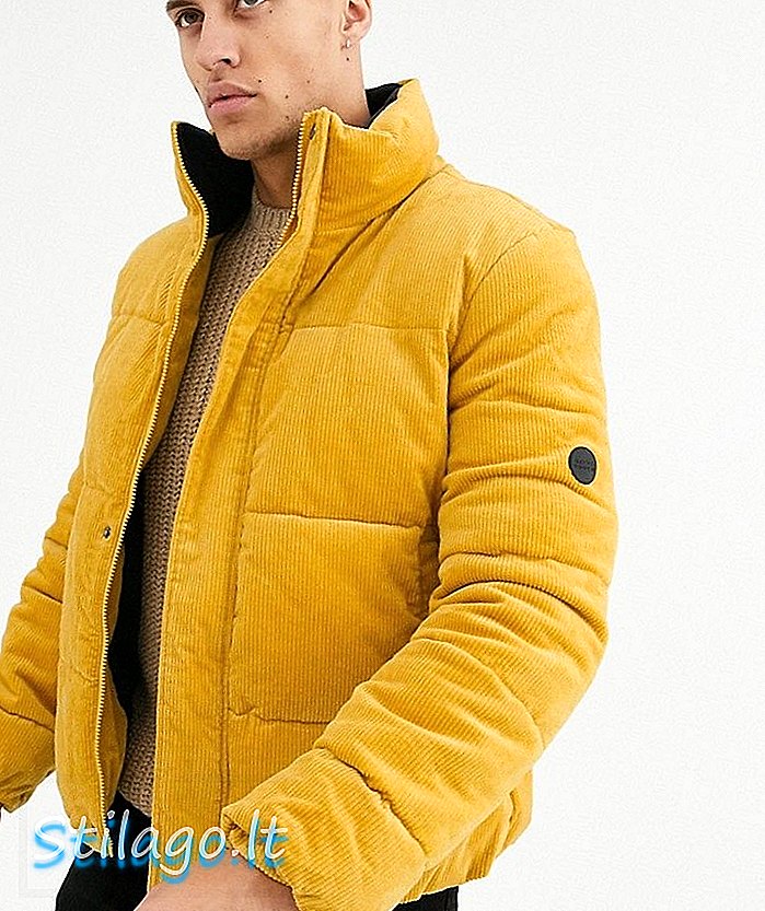 Native Youth cord puffer jacket-Yellow