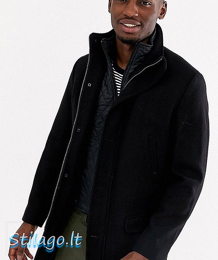 Pasirinktas klasikinis „Homme“ vilnos paltas-juodas
