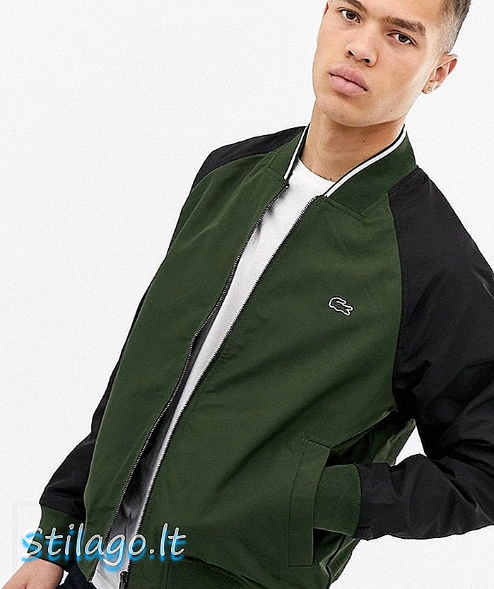 नेव्ही / हिरव्या रंगात लॅकोस्टे रिव्हर्सिबल बॉम्बर जॅकेट