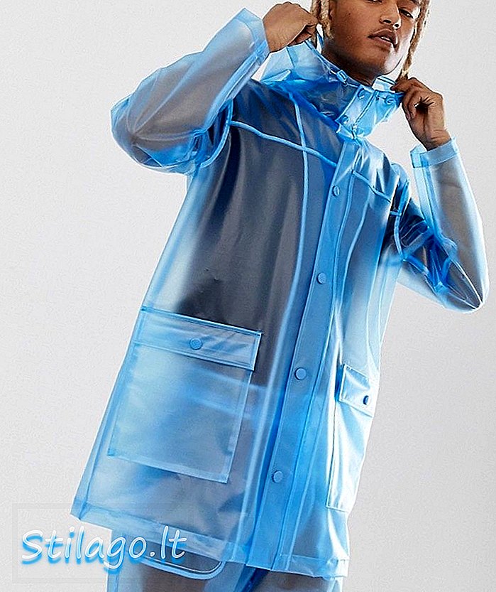 ASOS DESIGN transparentný kabát s kapucňou - modrý