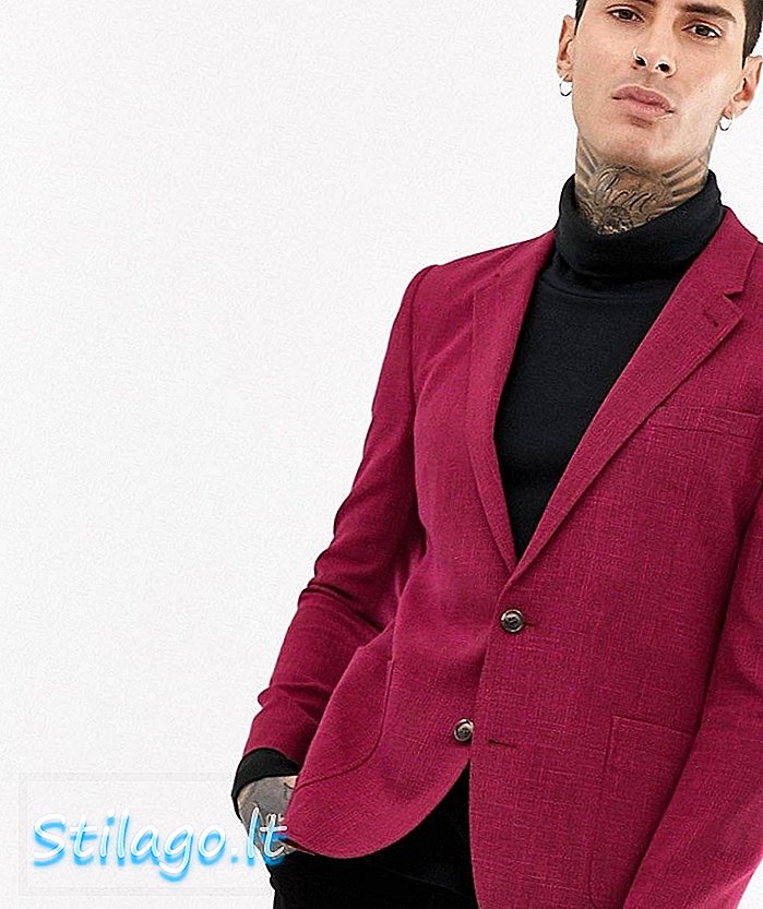 ASOS DESIGN - Blazer skinny à motif hachuré rose