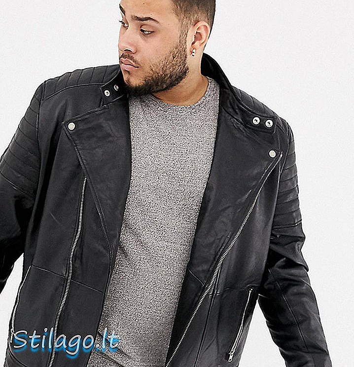 Giacca biker Jacamo Plus in pelle nera