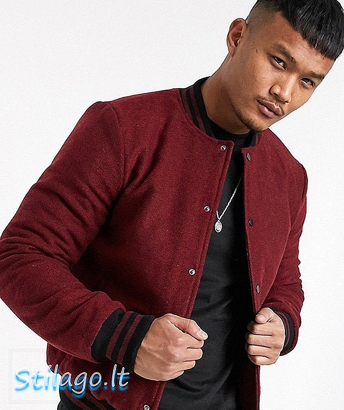 Jaket pengebom bulu Bolongaro Trevor dengan lengan kontras-Merah