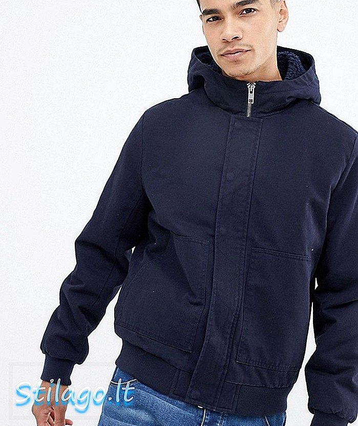ASOS DESIGN - giacca harrington con zip e cappuccio blu navy