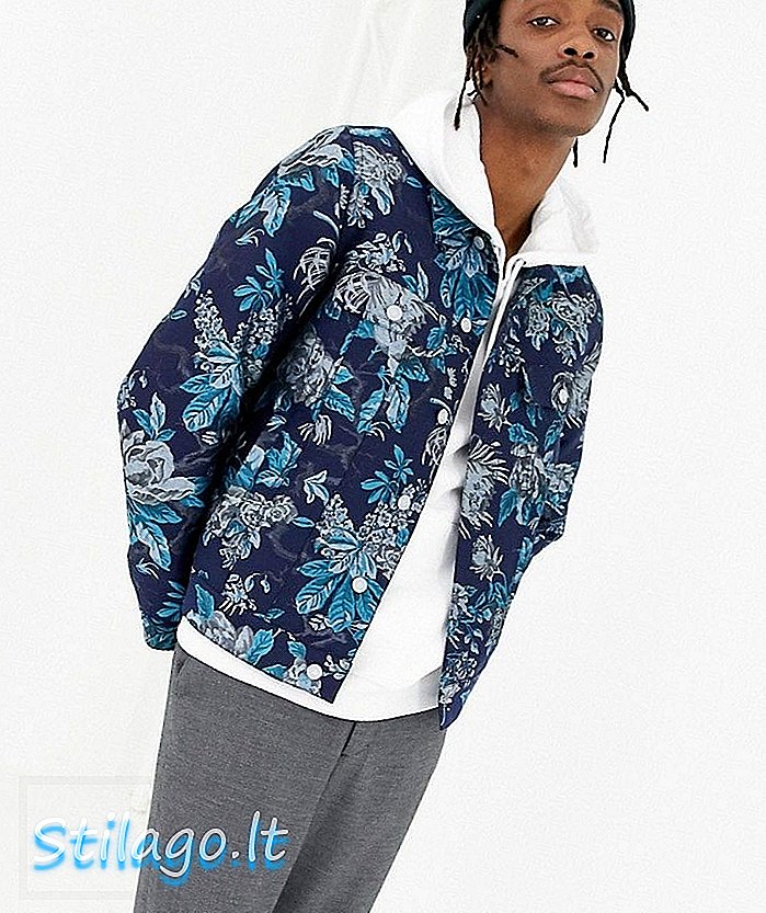 ASOS DESIGN jaket jacquard warna biru-Hitam