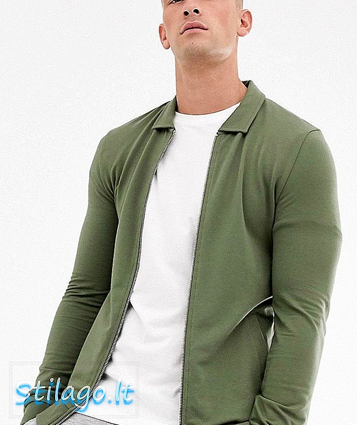 Куртка з футболки ASOS DESIGN з м'язового гаррінгтону в хакі-зеленому