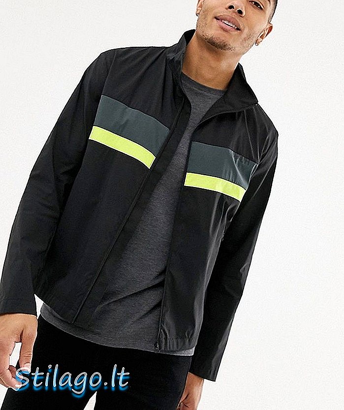 HUGO Bill1921 blok warna zip melalui jaket berwarna hitam