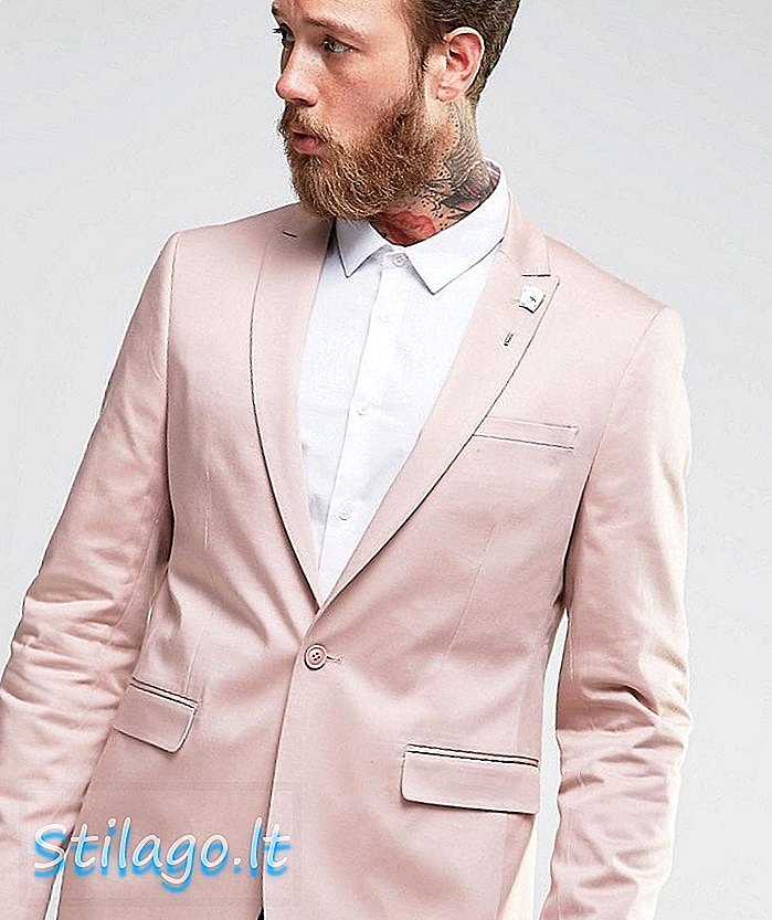 ASOS Skinny Blazer σε βαμβακερό σατέν σε ροζ χρώμα