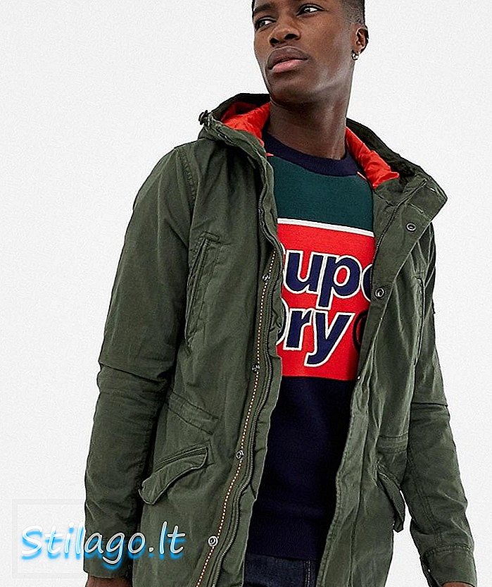 Superdry เสื้อแจ็กเก็ตทหารหน้าใหม่สีเขียว