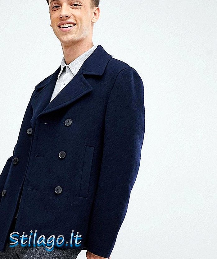 Jack Wills Bickmore vlnený hrachový kabát v námorníctve