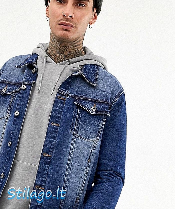Outra influência Slim fit jaqueta jeans índigo-azul