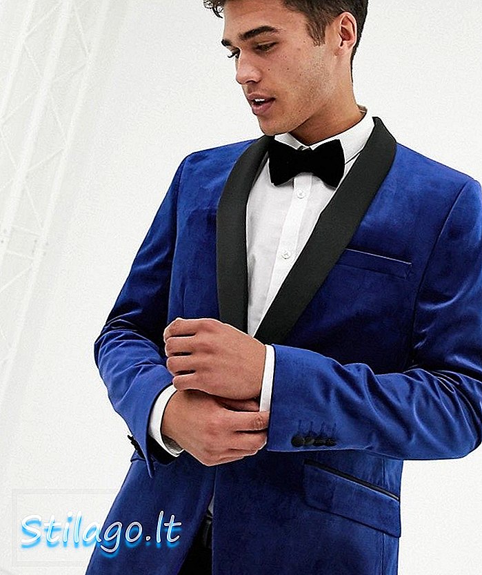 Burton Menswear sametový sako v kobaltové modři