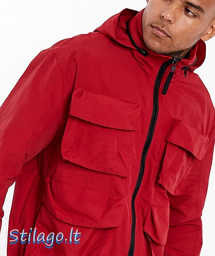 ASOS DESIGN úžitková bunda s lievikom na krku v červenej farbe