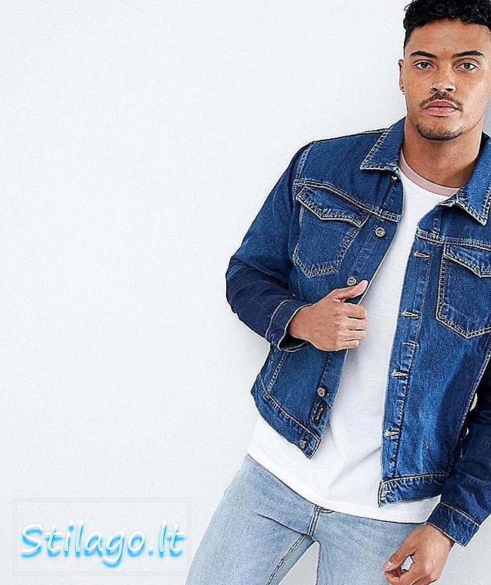 Jaket Denim Biru Religion Dengan Penempatan Cuci