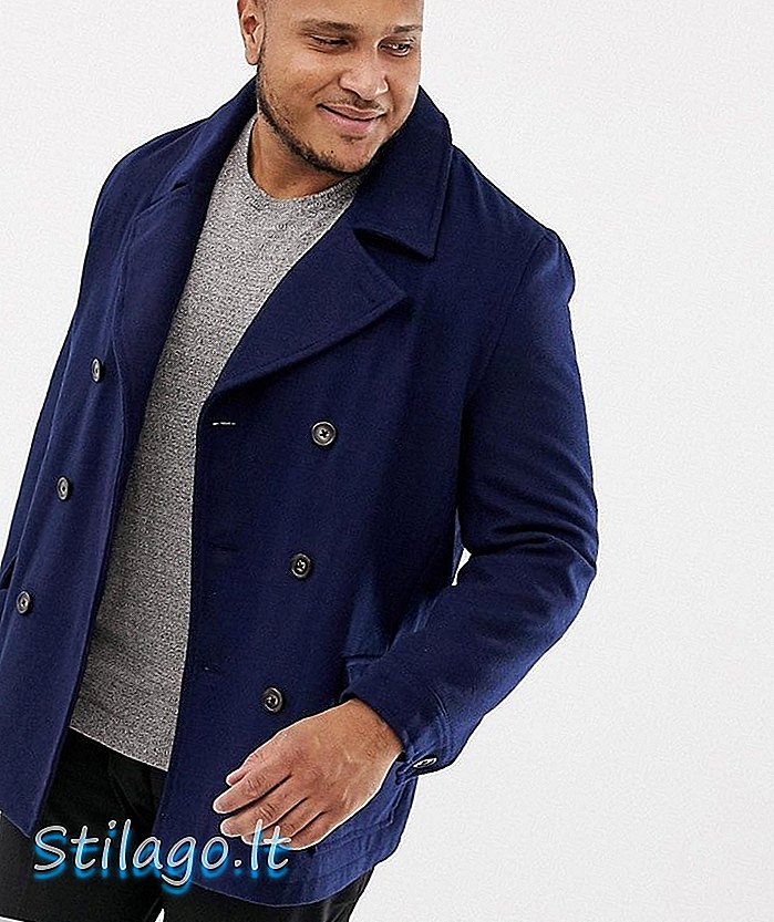 Harry Brown Plus Premium Wollmischung Pea Coat-Navy