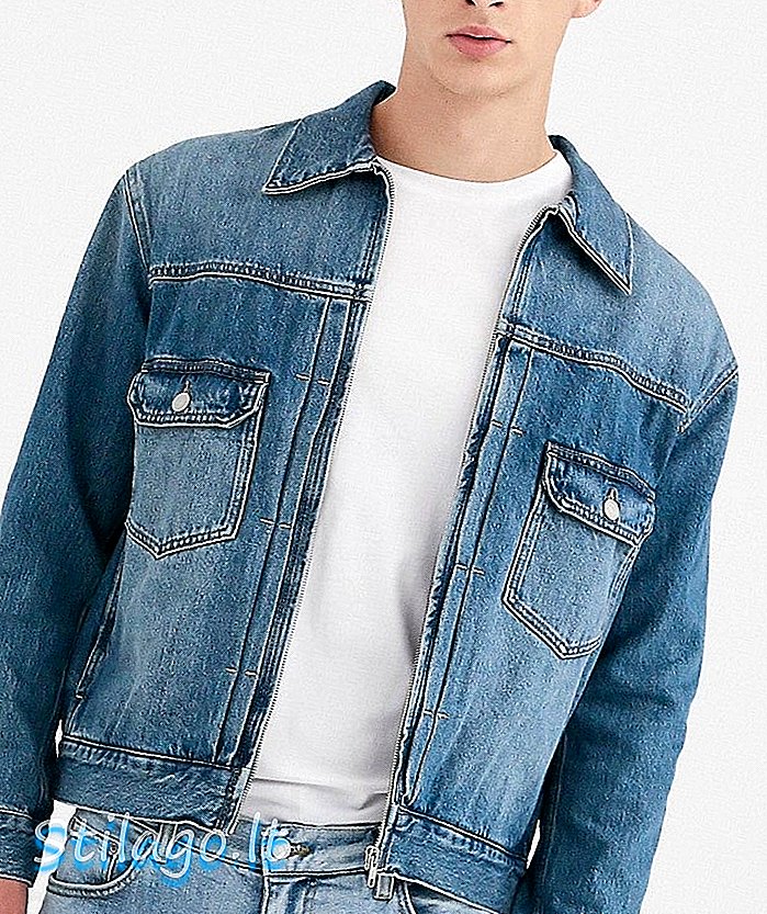 Denná zipsová džínsová bunda v Indigo modrej farbe