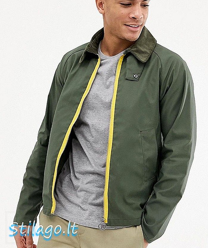 Barbūra Beacon Munro vaska jaka ar kontrasta rāvējslēdzēju zaļā krāsā
